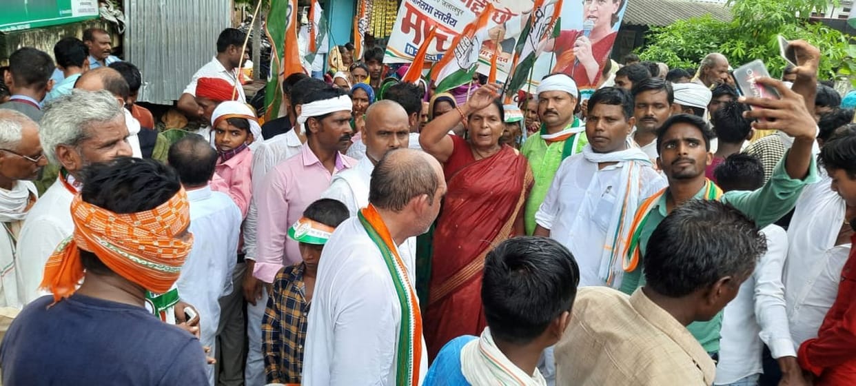Congress workers marched and demonstrated