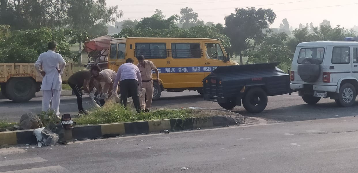 Car collided with bike on National Highway, son dies, father serious