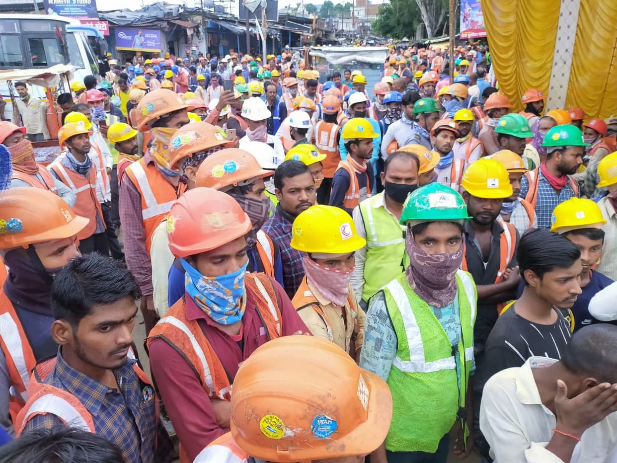 Workers protested for payment of wages