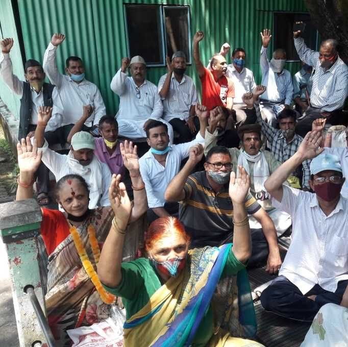 people of Mandalsera sitting on dharna demanding motorway and bridge construction