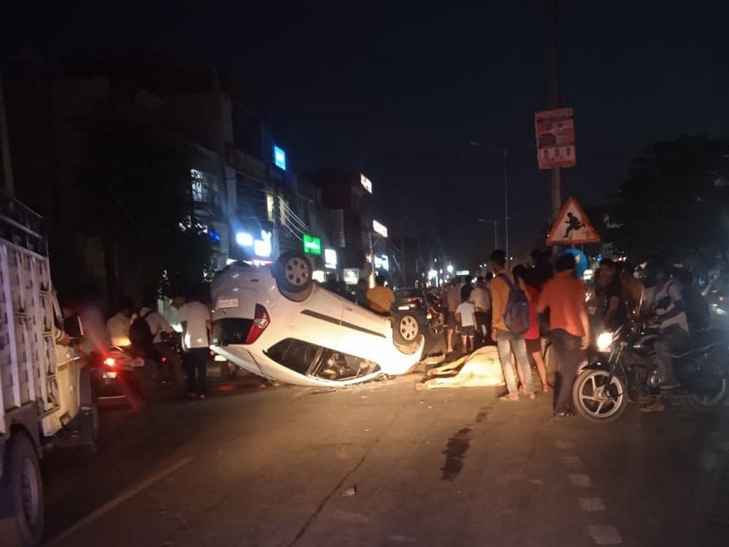 Car overturned after colliding with Nandi, three injured