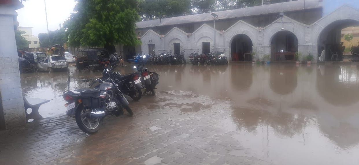 Water logging in government offices due to rain