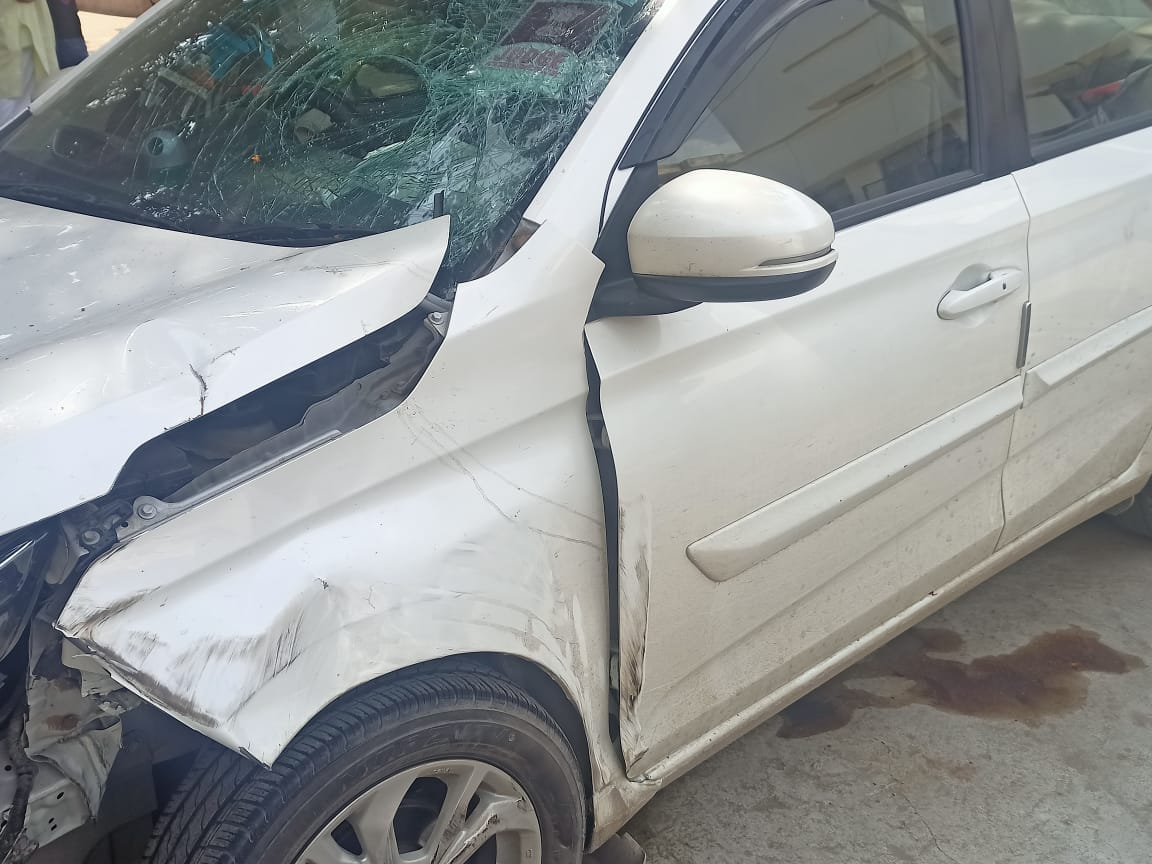 etawah news,Car collided with truck, three injured including ADJ