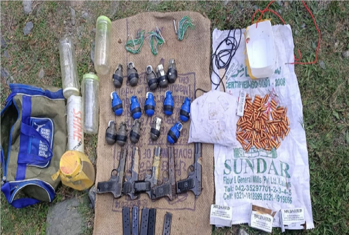 Jammu-Kashmir: 15 grenades and five pistols recovered by security forces from Karnah in Kupwara