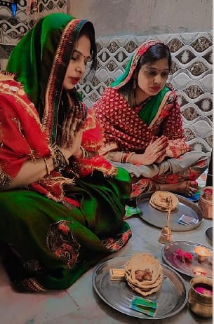 Suhagins worship Maa Gauri and seek blessings of unbroken good fortune