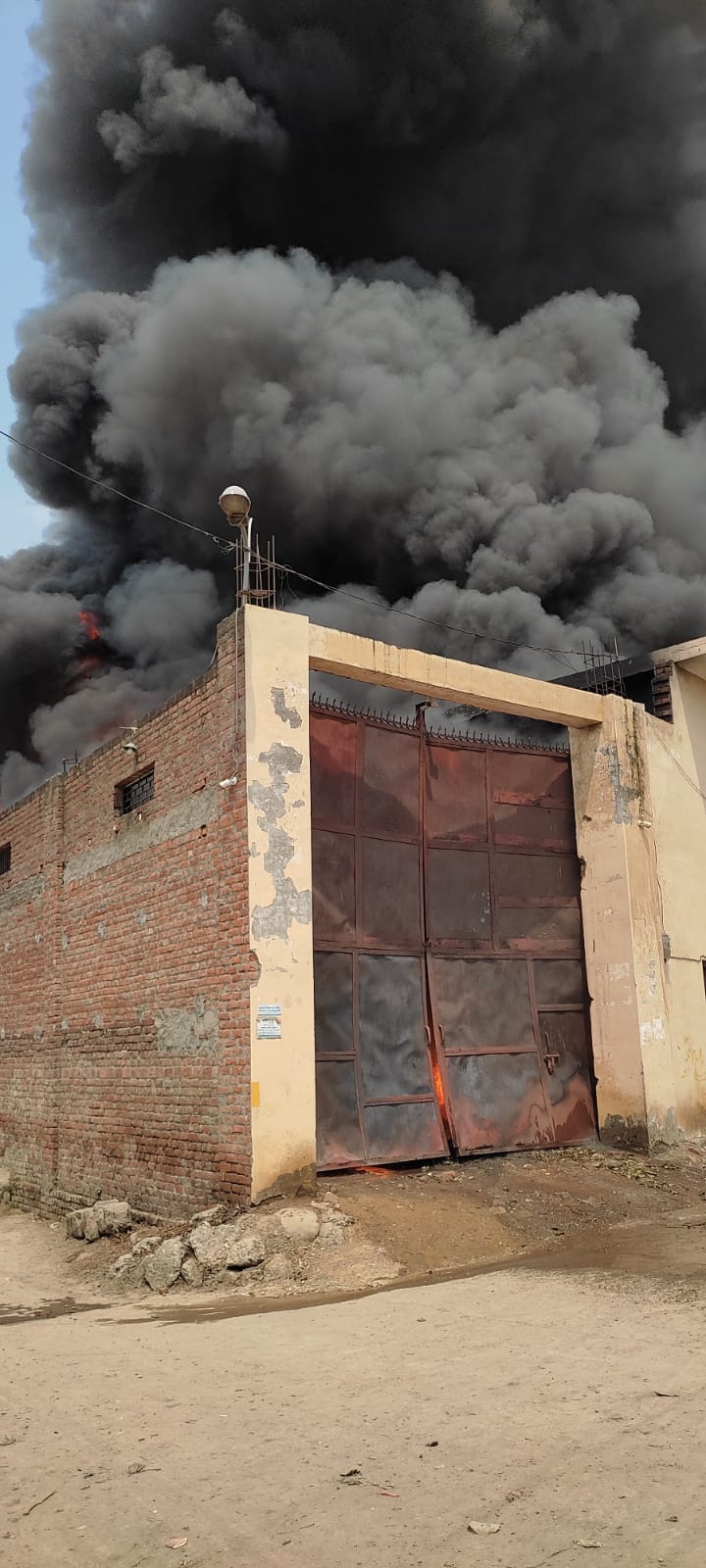 fire in plastic scrap warehouse