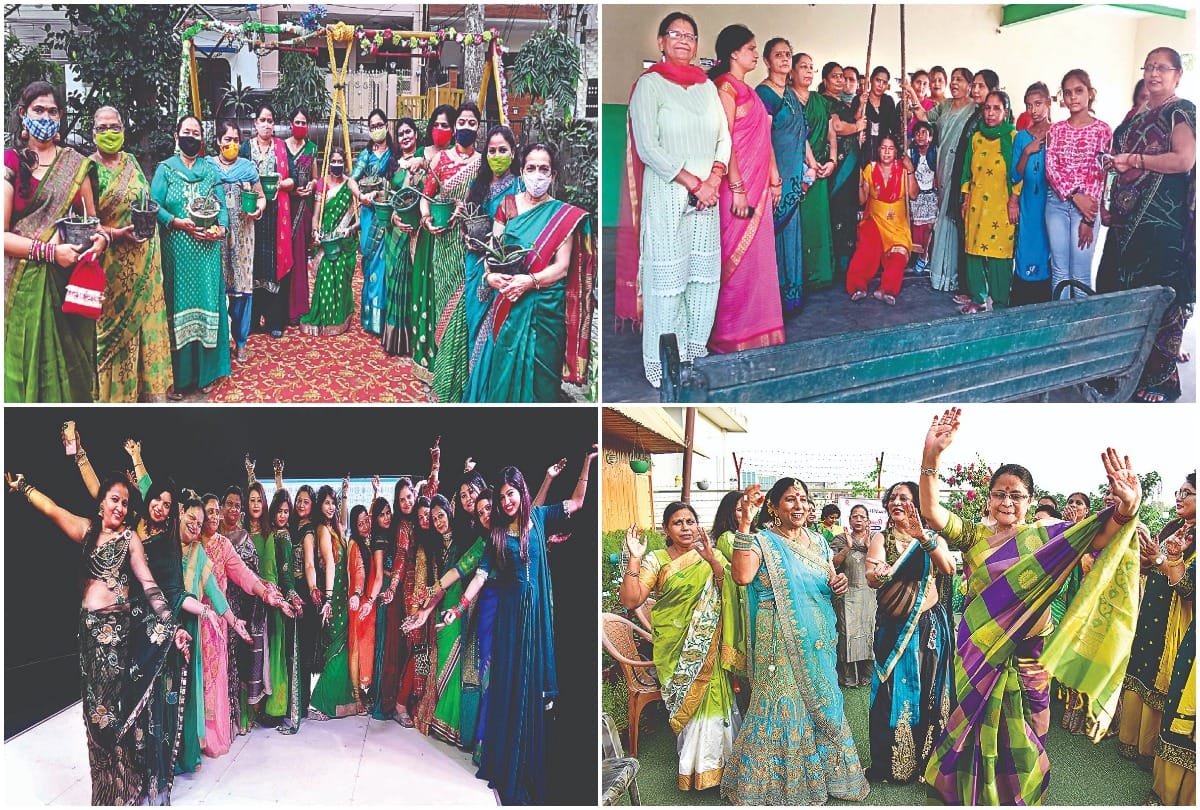 Women celebrated Hariyali Teej by dancing and singing park and banquet hall were buzzing with programs