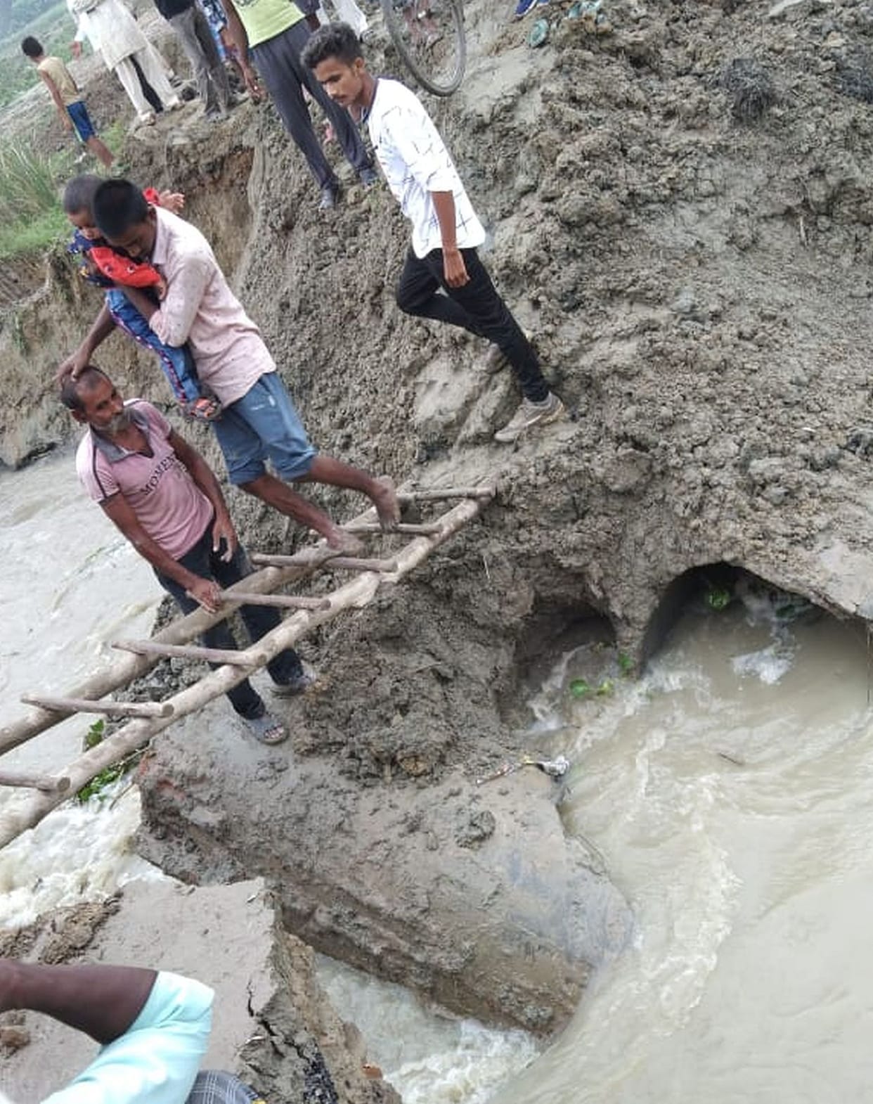 Road damaged in heavy rainfall