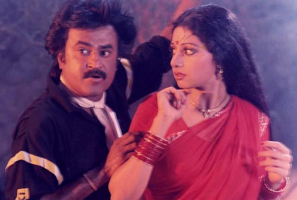 13 year old sridevi played rajinikanths step mother in moondru mudichu