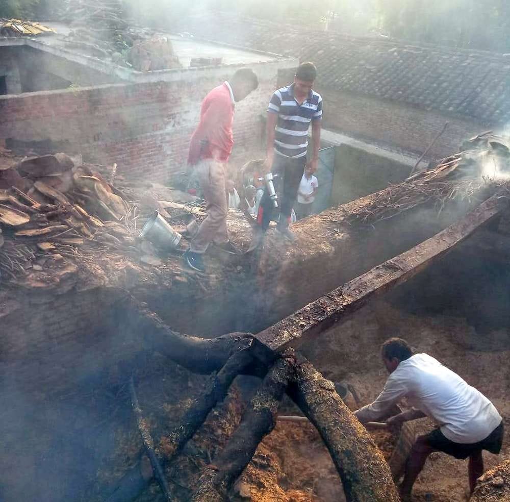 Goods worth lakhs ashes including cash from the fire
