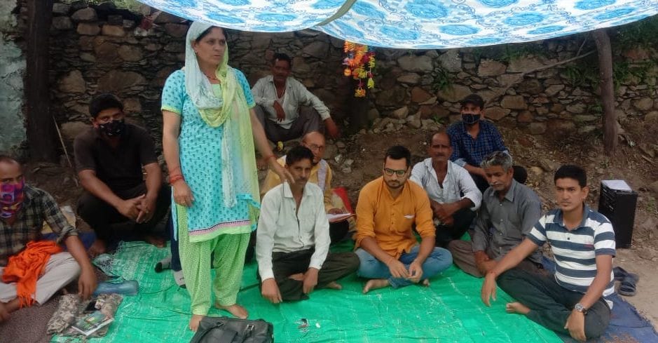 Villagers standing on dharna for motorway