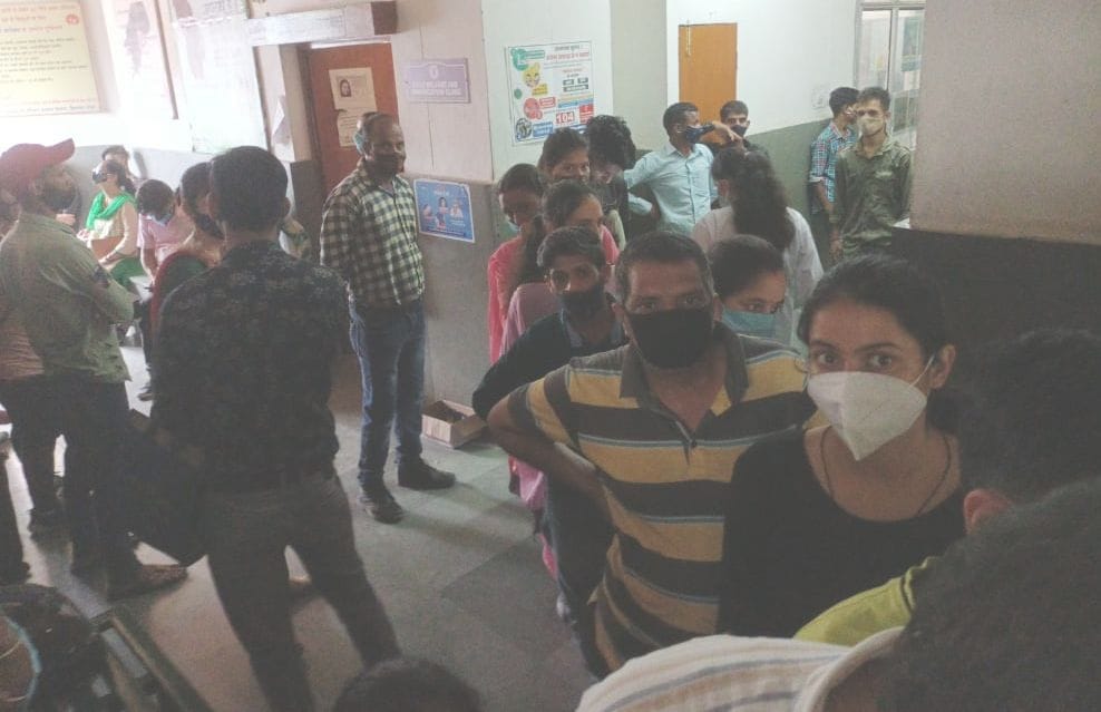 Waiting for hours to get corona vaccine