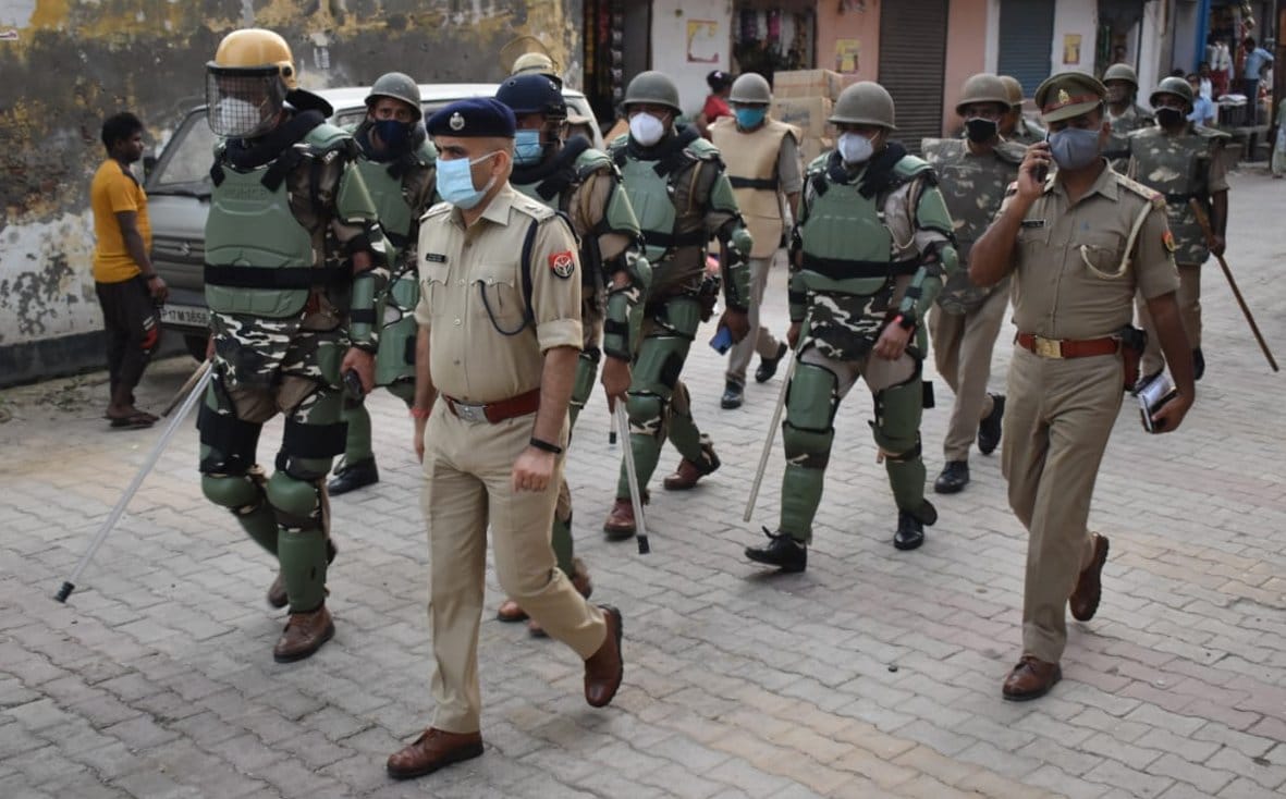 police marched on foot
