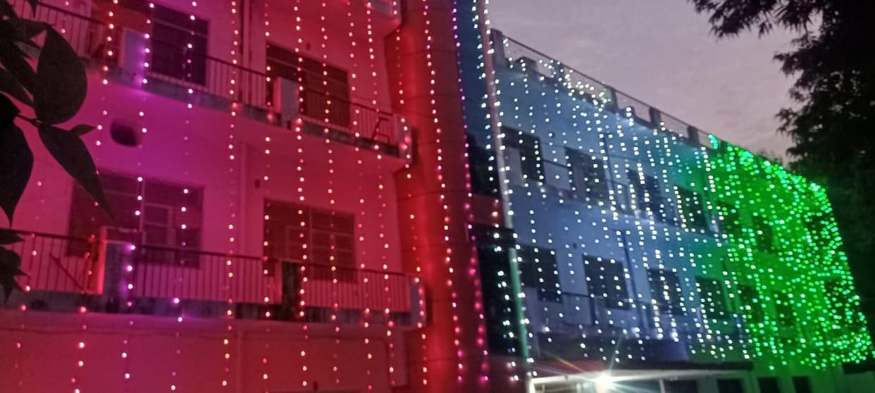 Decorated government building, today the celebration of independence