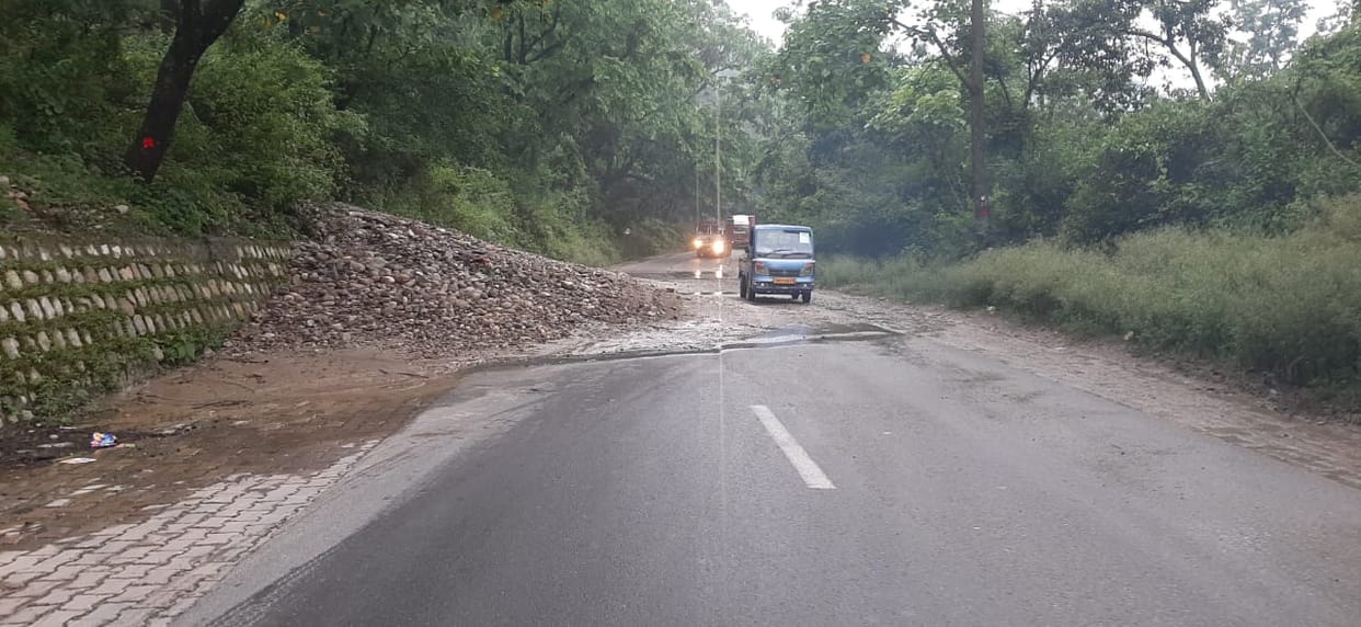 Commuters are facing problems due to debris coming on the road