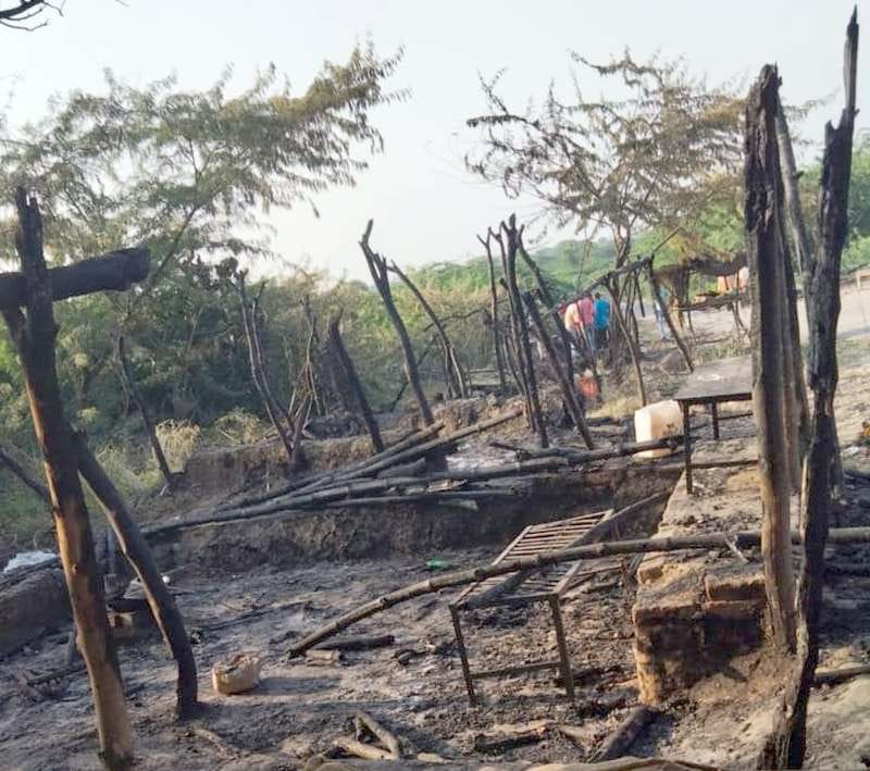 Fierce fire broke out in nine caves, goods worth lakhs burnt to ashes
