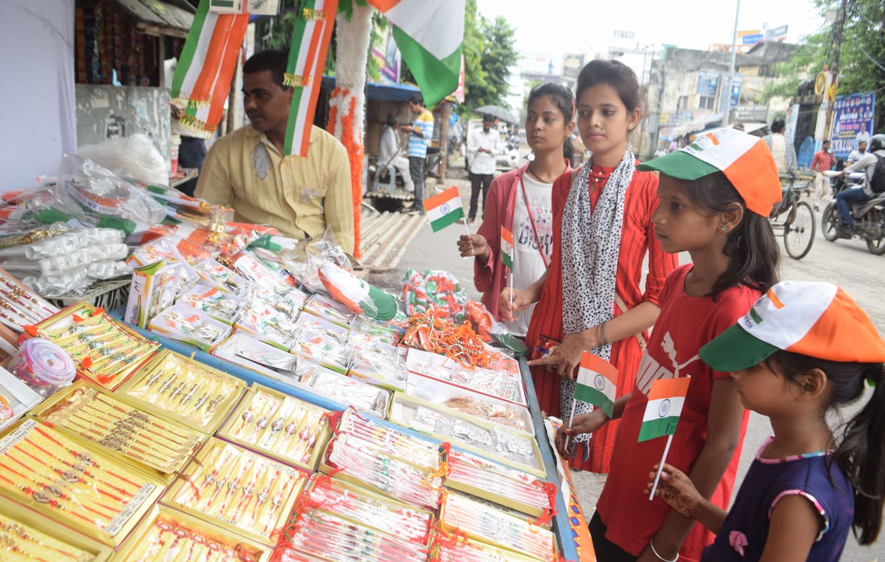 Celebration of Jashn-e-Azadi, city painted in tricolor