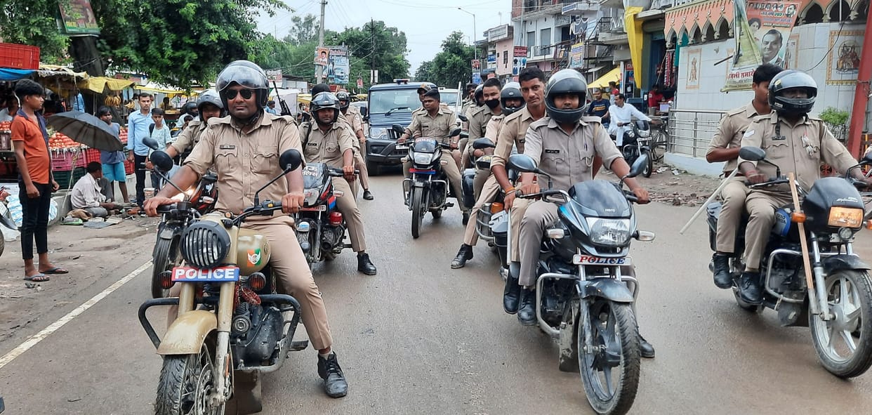 Police did route march in view of security