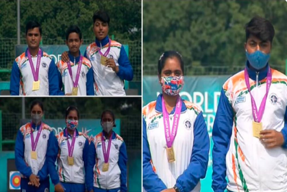 India Cadet Compound Girls Team of Parneet Kaur, Priya Gurjar and Ridhu Senthilkumar win gold in World Archery Youth Championships