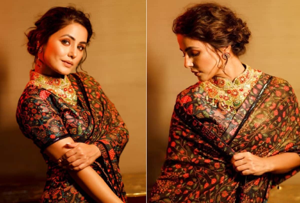 Hina khan saree look pics viral on social media