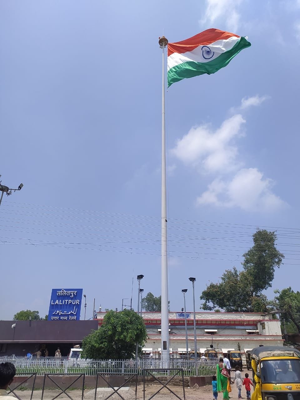 105 feet high tricolor hoisted proudly at railway station