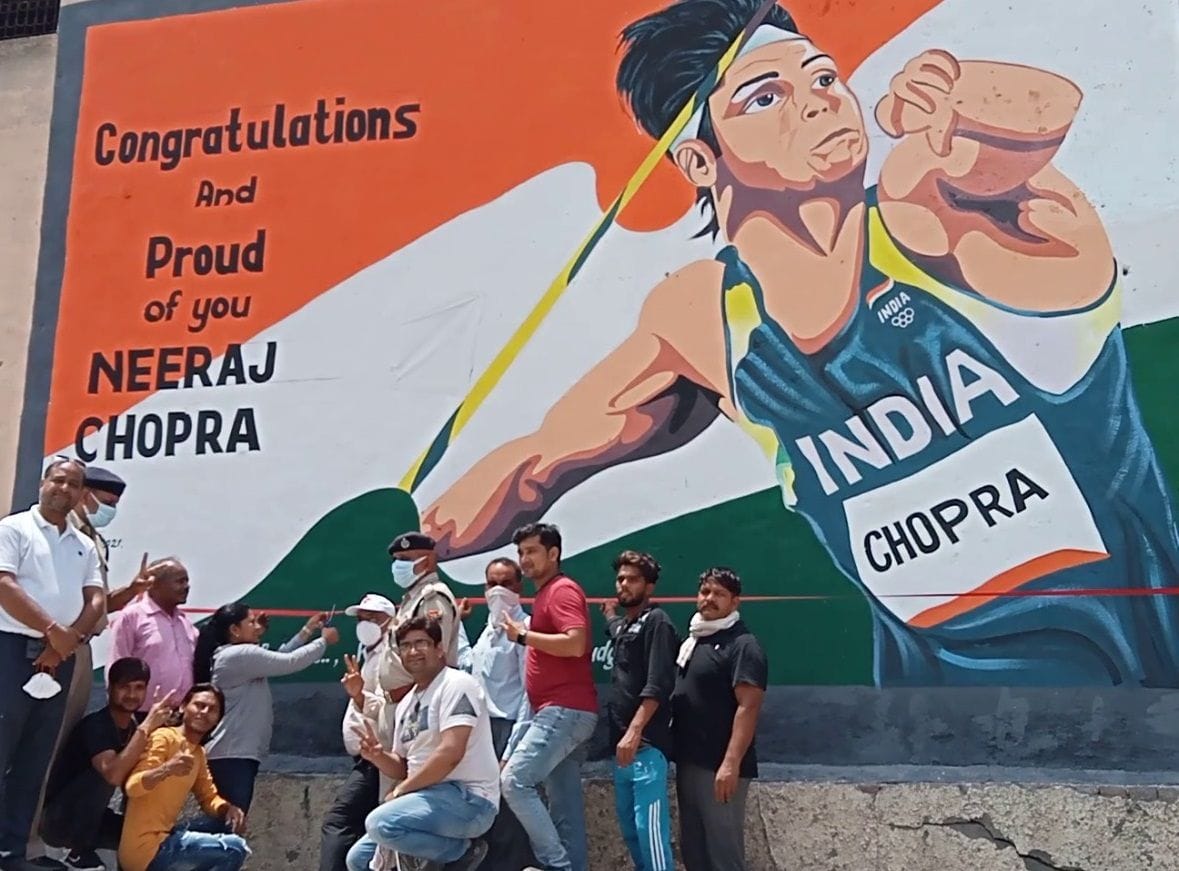 yunus khan painted Neeraj Chopra's picture
