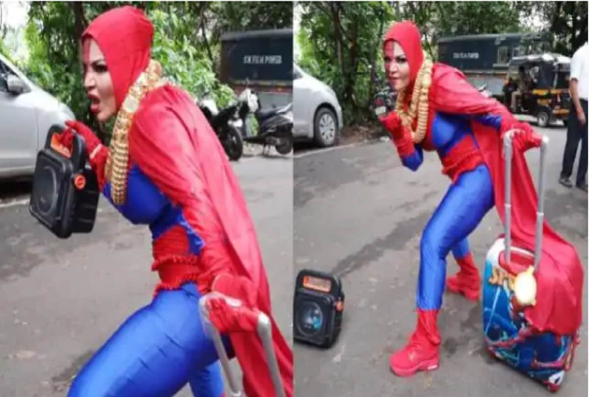 Rakhi Sawant arrives at Bigg Boss OTT house in Spider-Man costume for 'dharna