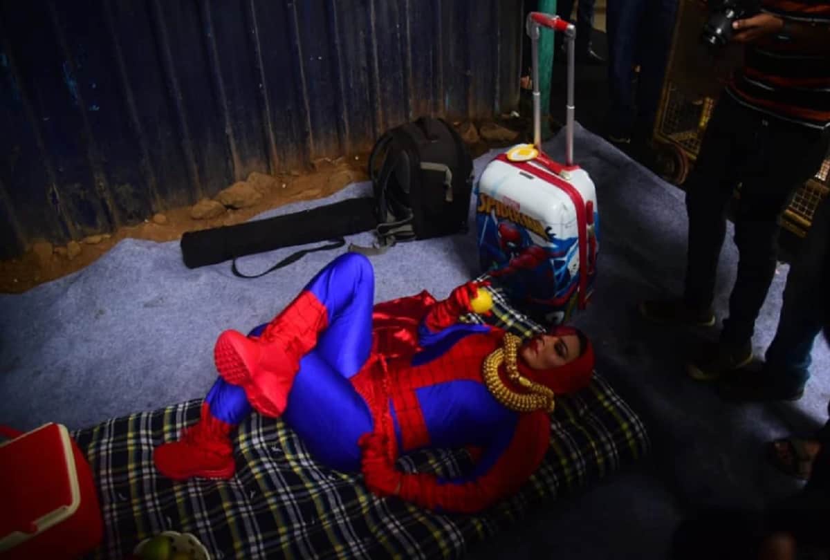 Rakhi Sawant arrives at Bigg Boss OTT house in Spider-Man costume for 'dharna