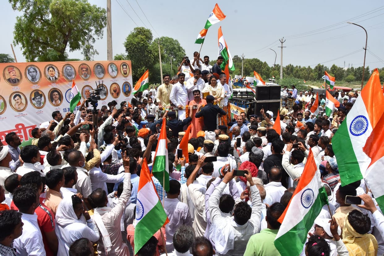 BJP's tricolor yatra, the city resonated with the chants of Mother India