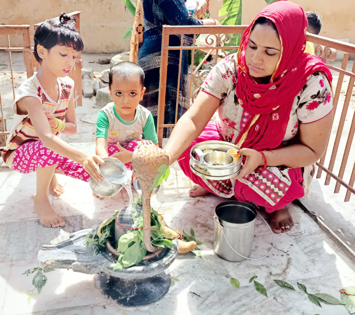 Crowds gathered in temples on the last Monday of Sawan