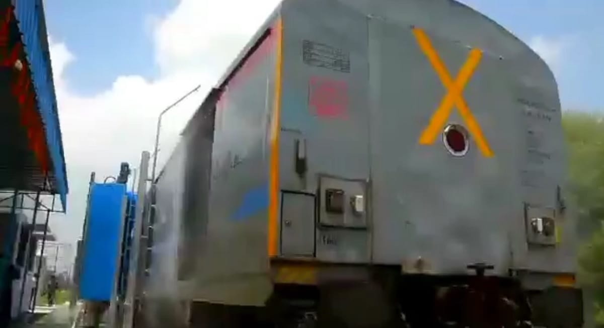 Rail coaches will clean in automatic coach washing plant