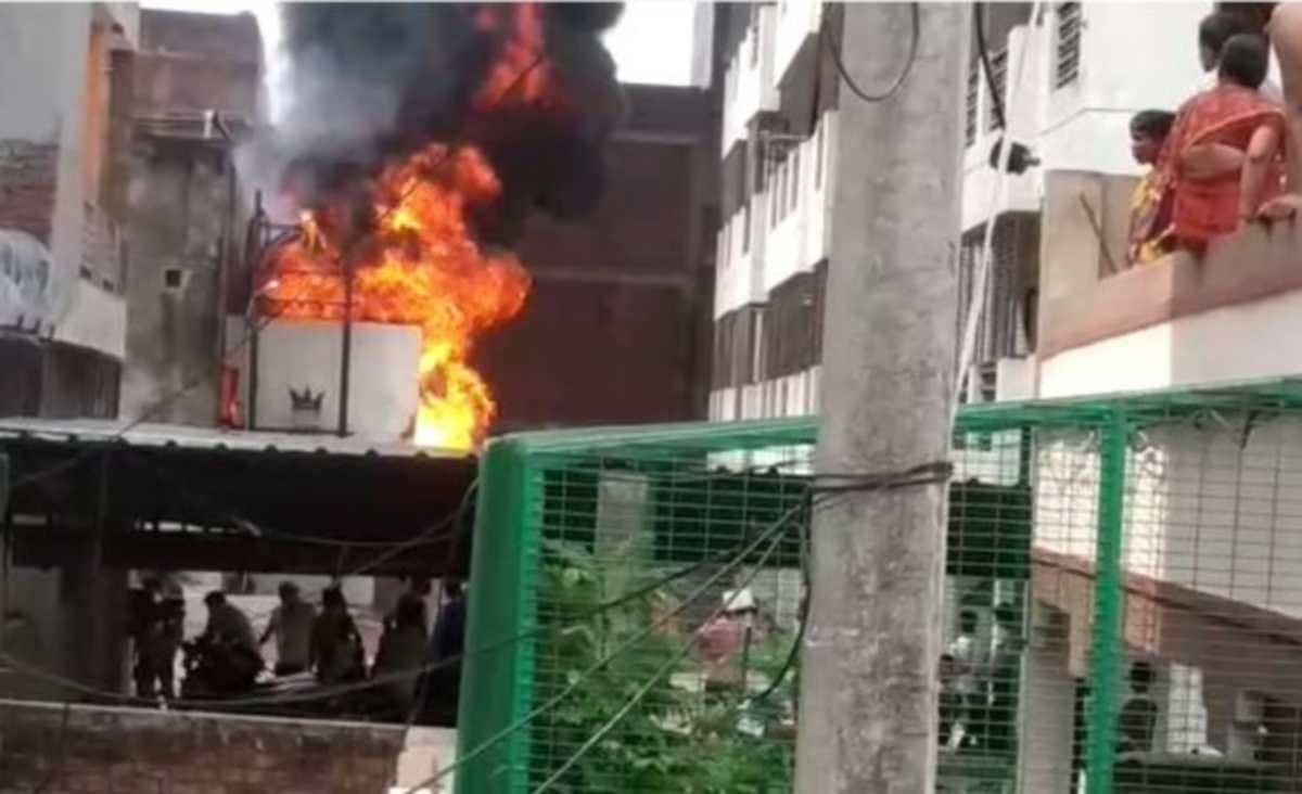Transformer fire due to short circuit in Tridev Dham Apartment varanasi
