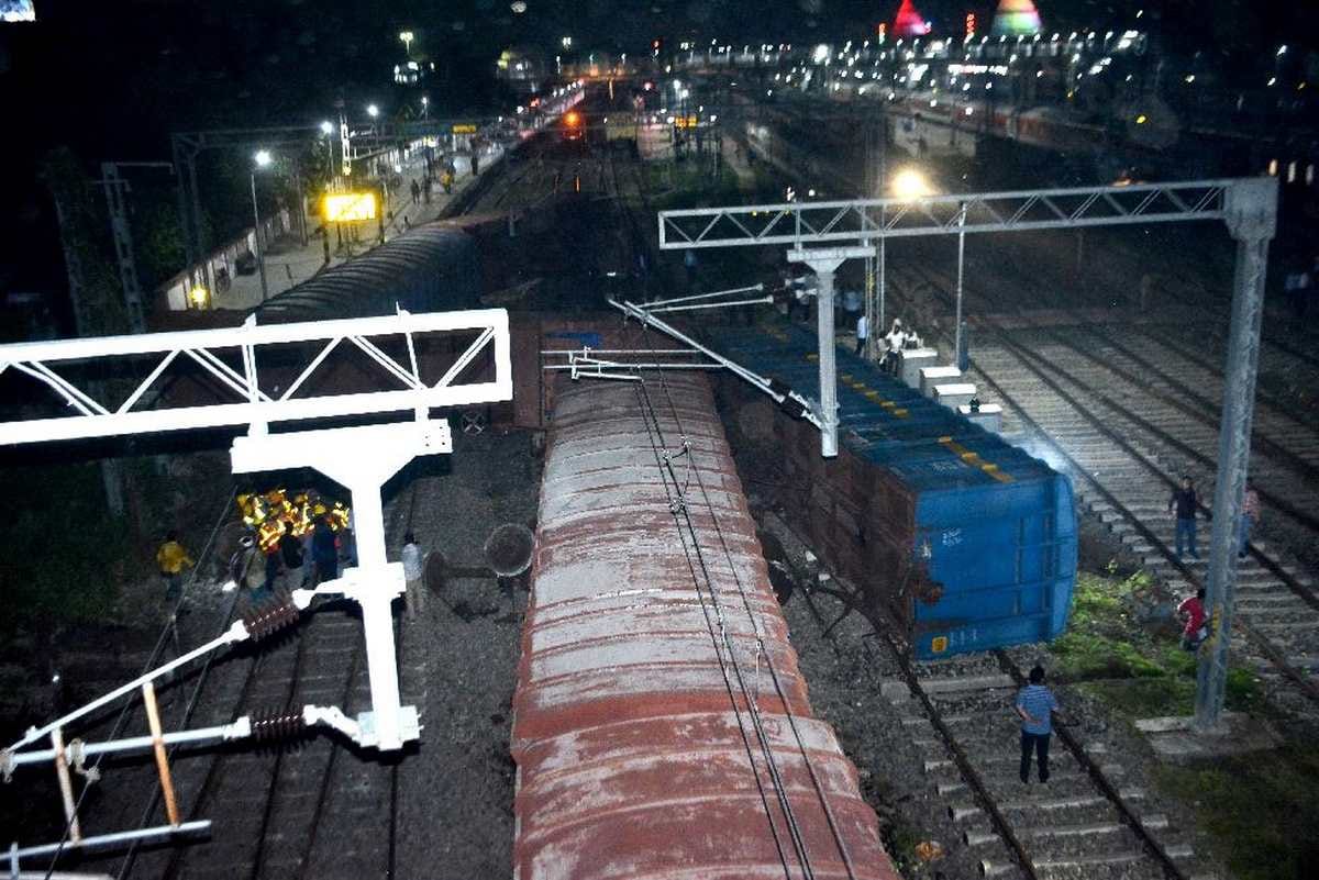 Goods train overturned before Banaras railway station wagons blew up in varanasi