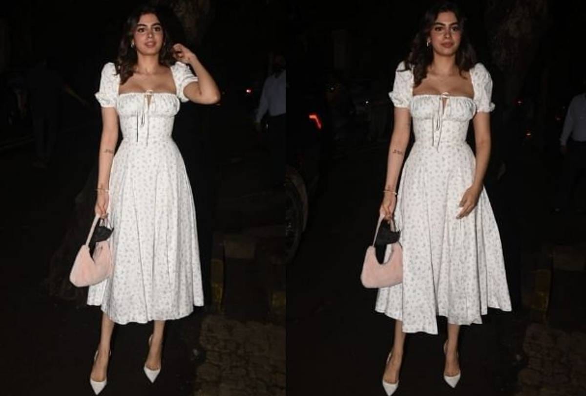 Fashion tips khushi kapoor carry slit floral dress worth rupees 13 thousand