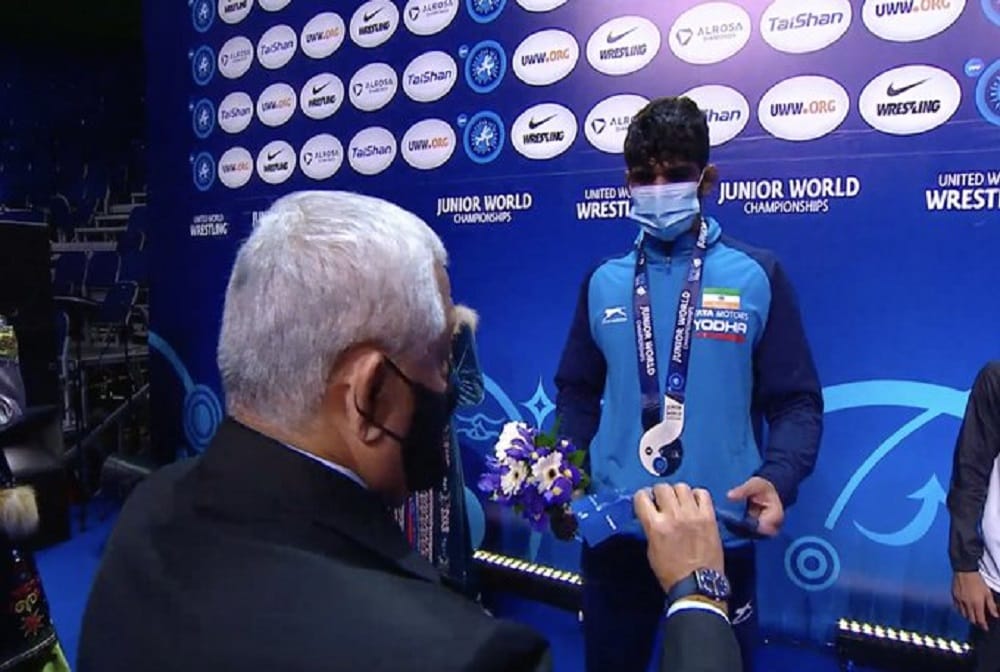 India Ravinder wins silver medal in the Mens Freestyle 61 Kg at the Junior World Wrestling Championships 2021 in Ufa