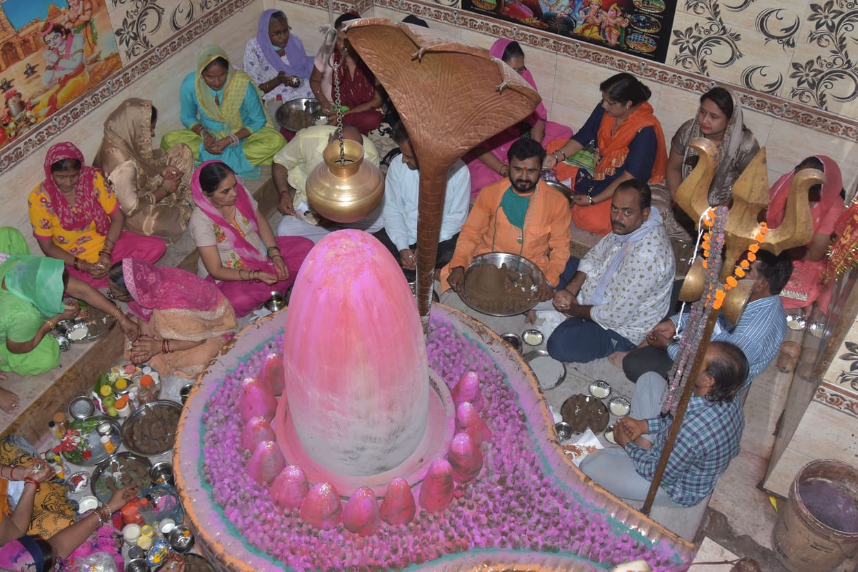 Worshiped 1008 Parthiv Shivling with reverence