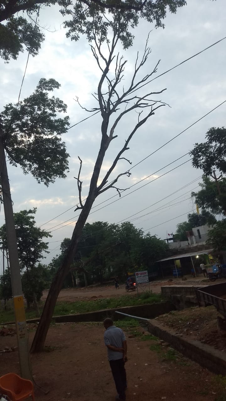 high tension line wire, broken wall
