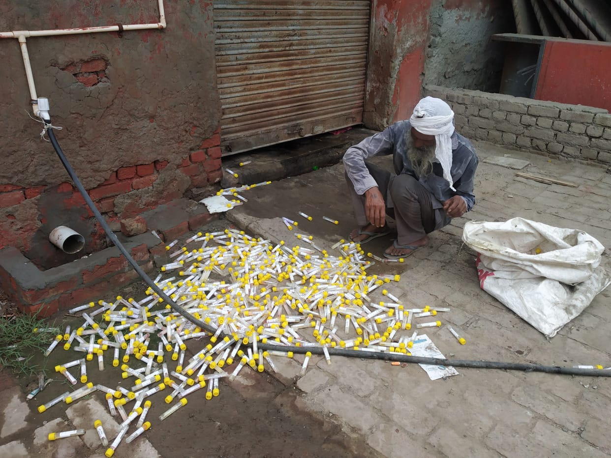 Corona test kit thrown in open, garbage picker said I will sell it in junk