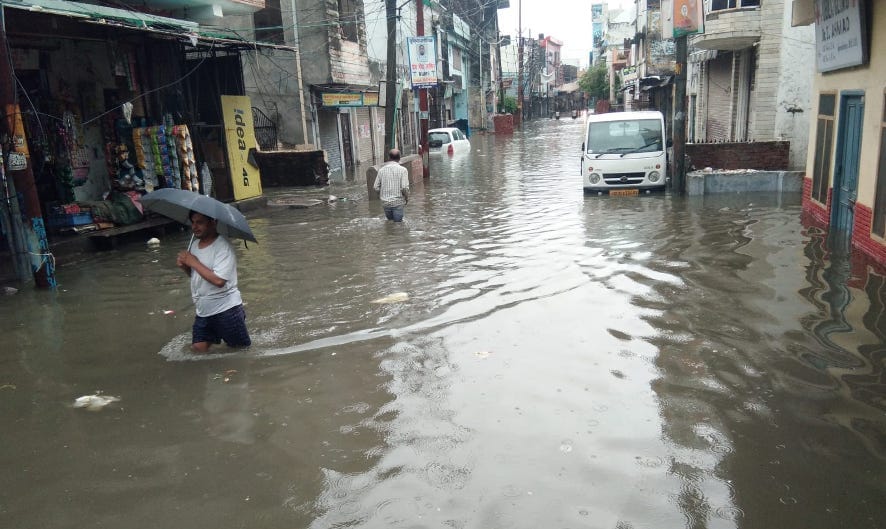 Link roads and dozens of houses were submerged