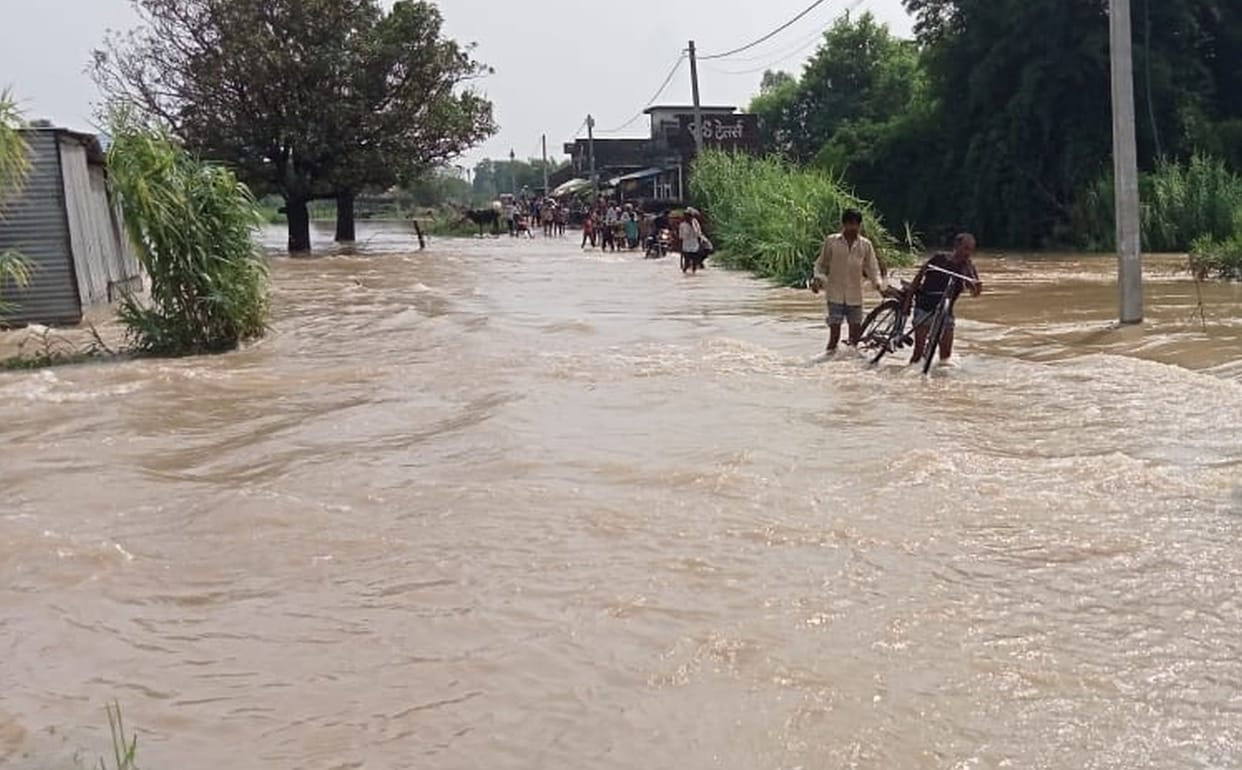Rapti roars again due to heavy rain on the mountains