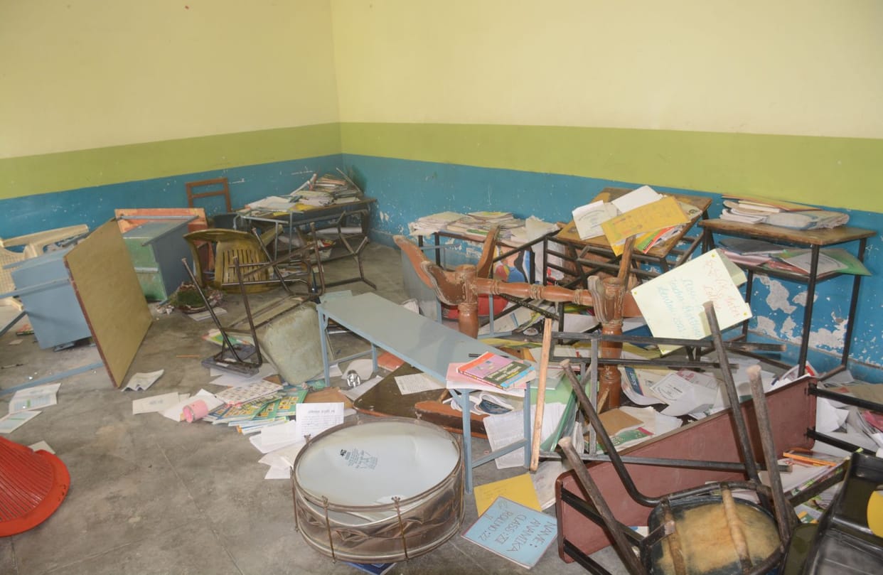 Angry girl students ransacked the school due to Inter result, teacher injured