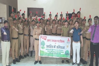 NCC cadets tied rakhi to trees with oath of protect the environment in mainpuri