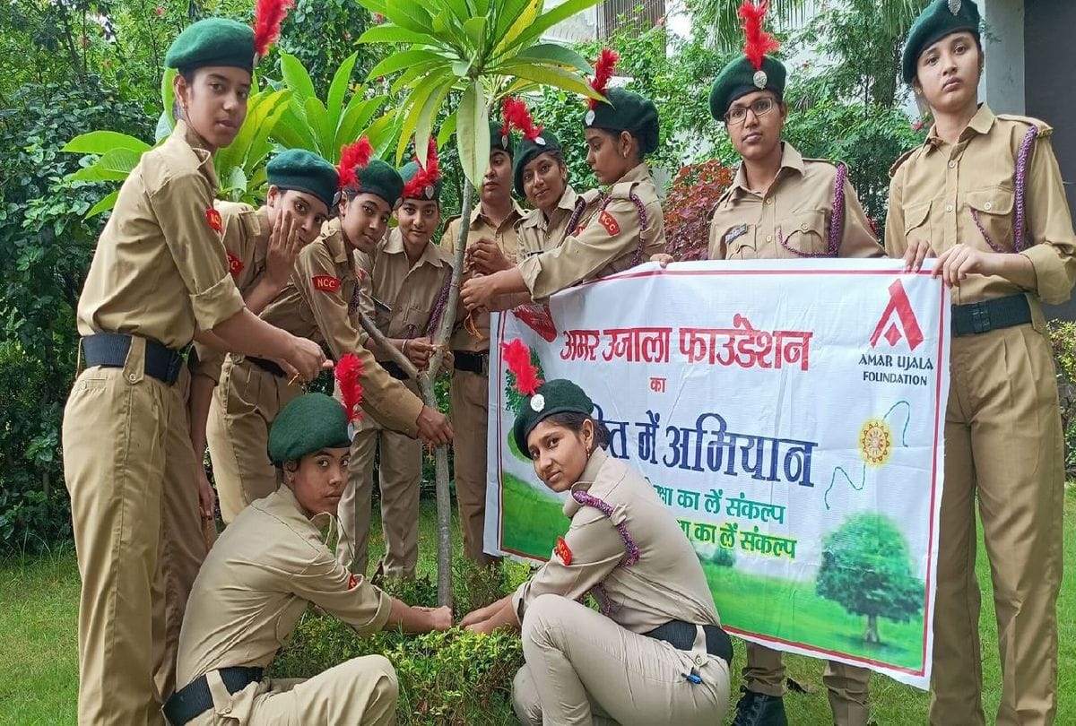 NCC cadets tied rakhi to trees with oath of protect the environment in mainpuri
