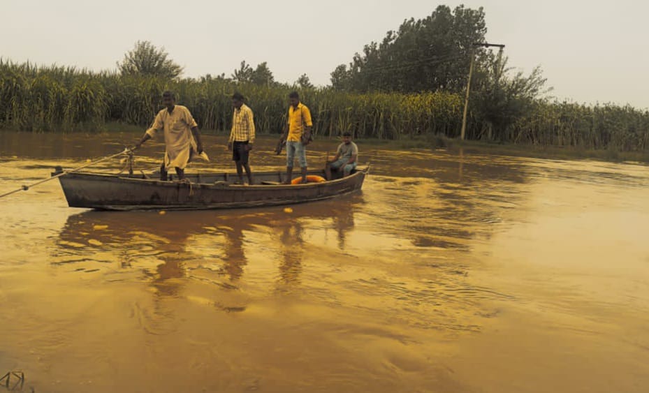 solani river in spate, flood like situation
