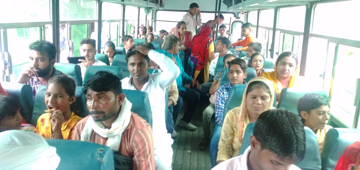 Women forgot to follow Corona rule in buses to reach destination early