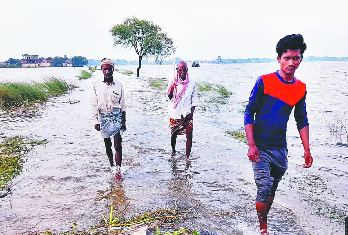 Gorakhpur Flood News Update on Saruatal engulfed water on Moosabar Chithri road