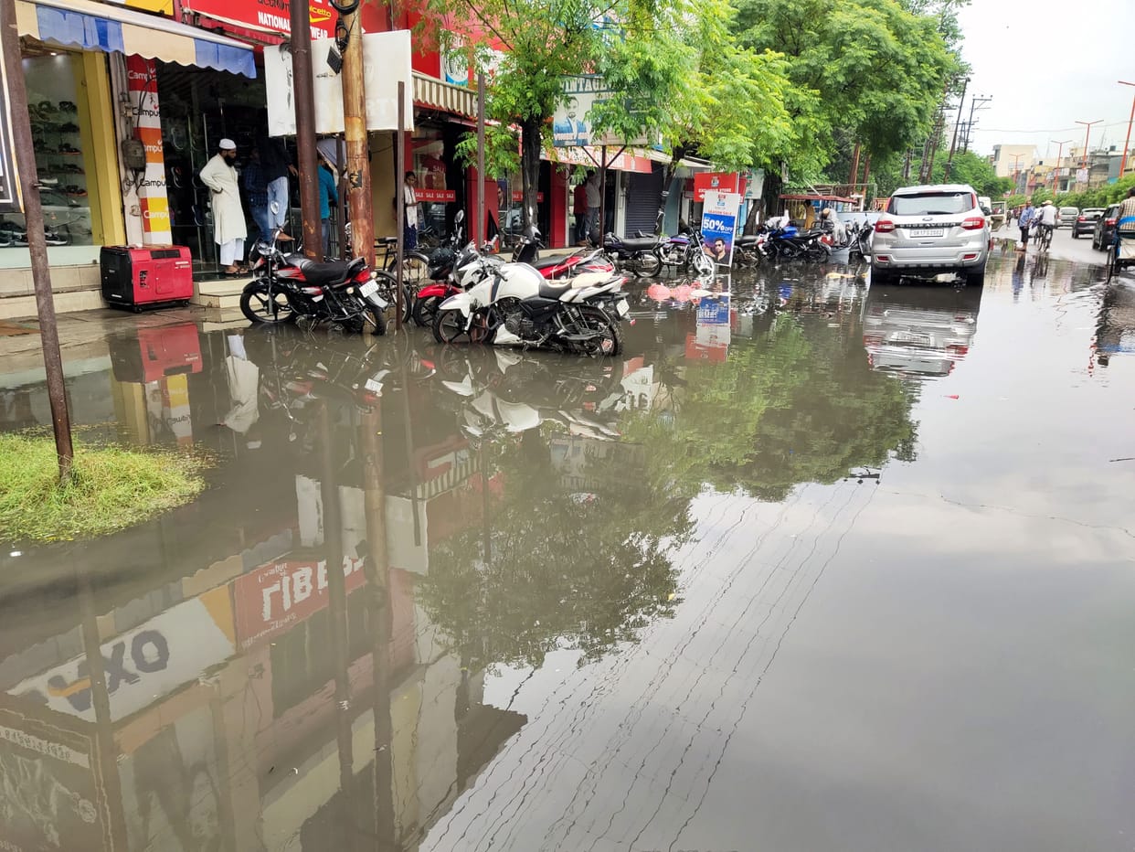 Roads drenched in rain all day long