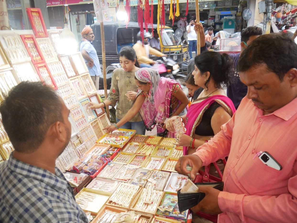 Women fiercely bought Rakhi and sweets