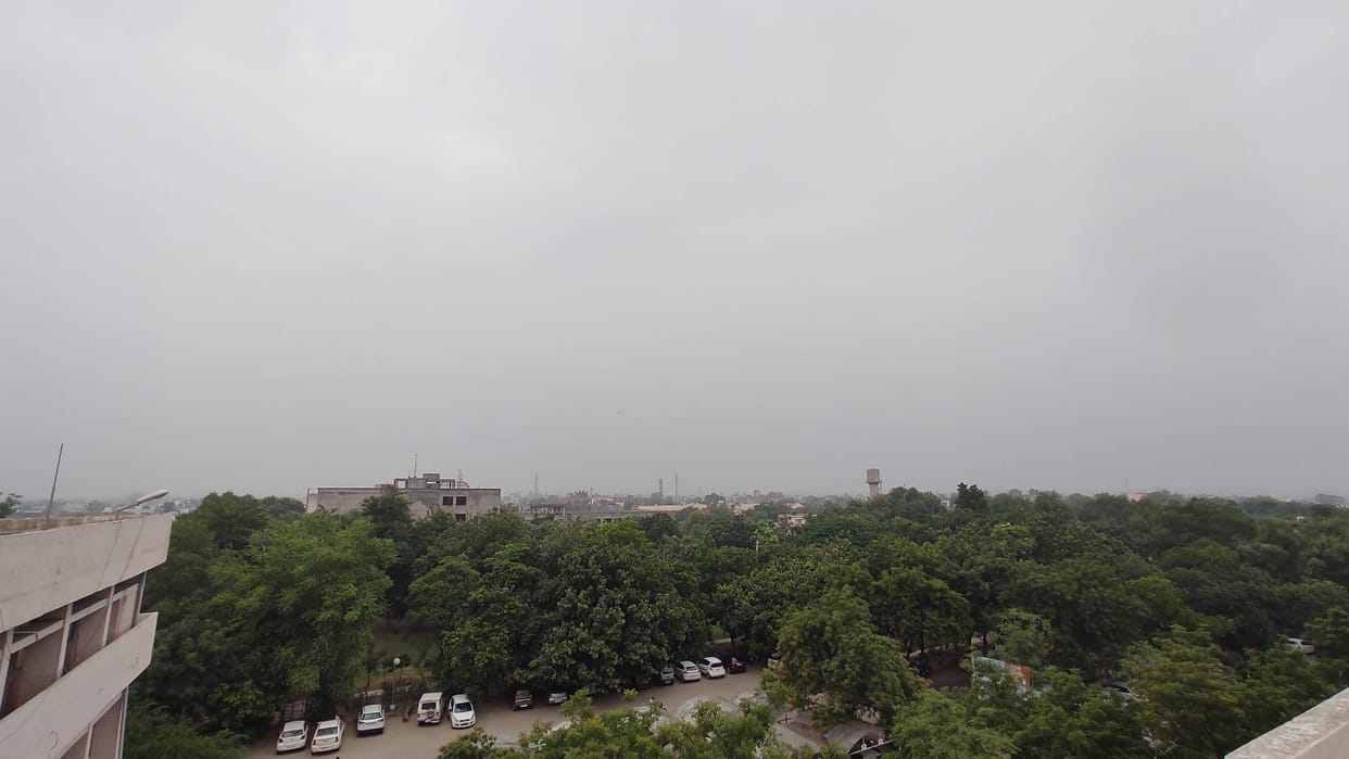 Light drizzle amidst cloudy weather, relief from sultry heat