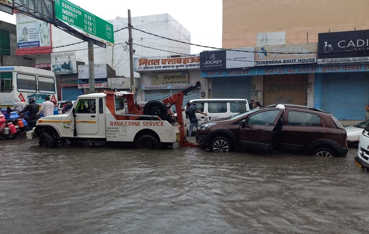 rain water logging due to 108 mm rain